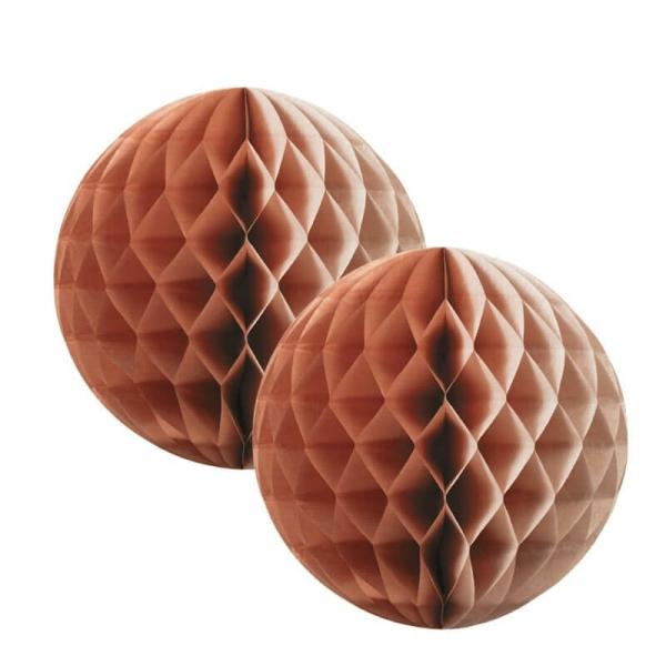 Metallic Rose Gold Paper Honeycomb Balls 2Pk- 15Cm  |   Honeycomb Balls