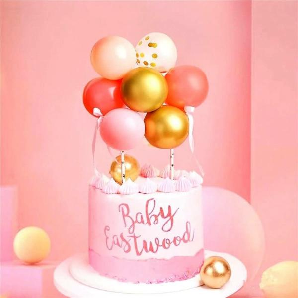 Mini Confetti Latex Balloon Cake Topper Kit – Pink & Watermelon  |   Birthday