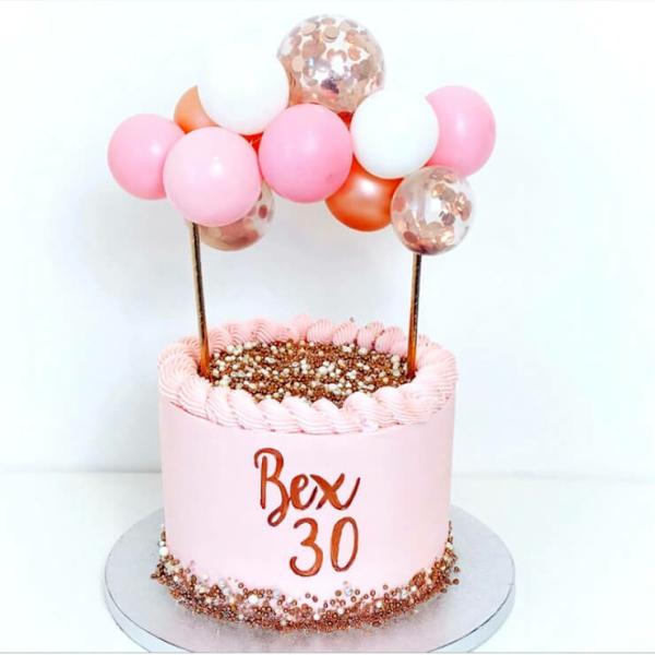 Mini Confetti Latex Balloon Cake Topper Kit – Rose Gold & Baby Pink  |   Bride To Be