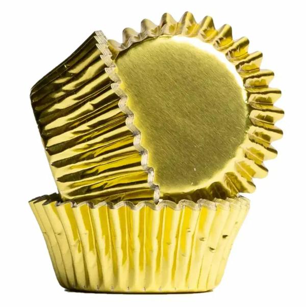 Mini Cupcake Baking Cups 75Pk – Metallic Gold Foil  |   Baking Cups