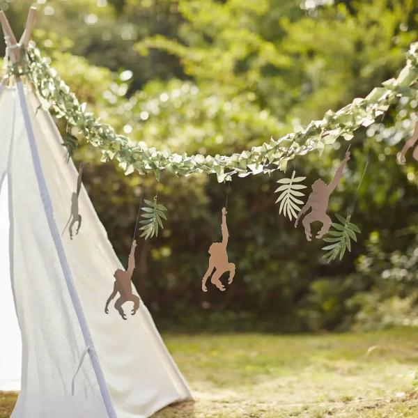 Monkey & Leaf Wild Jungle Bunting Backdrop  |   Party Banners