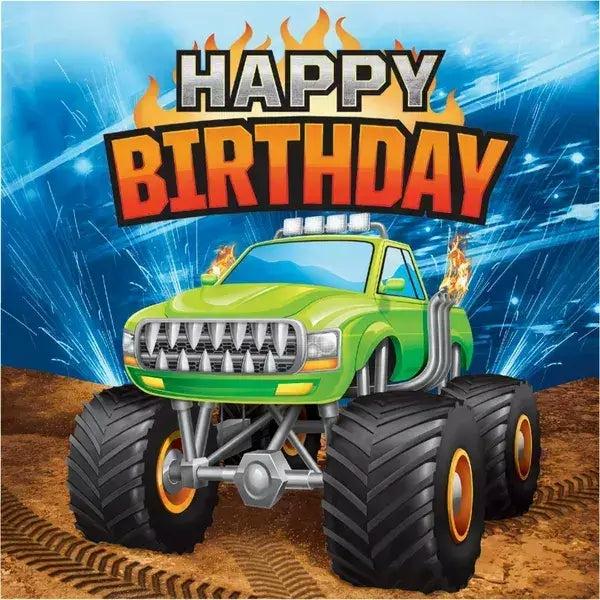 Monster Truck Rally Happy Birthday Luncheon Napkins 16Pk  |   Party Napkins