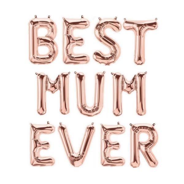 Mother’s Day Rose Gold Best Mum Ever Foil Balloon Banner  |   Foil Balloon Phrases