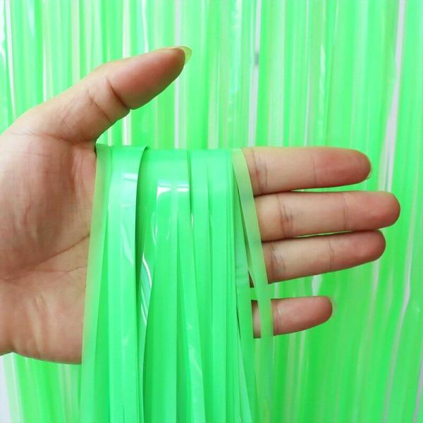 Neon Green Tinsel Fringe Backdrop Plastic Curtain  |   Foil Curtains