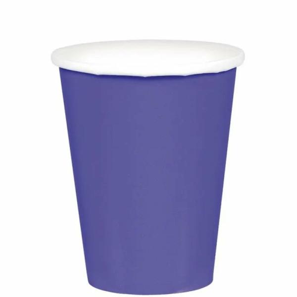 New Purple Paper Cups 266Ml 20Pk  |   Party Cups