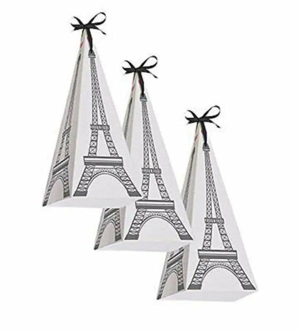 Party In Paris Cardboard Treat Boxes 8Pk  |   Party Favours