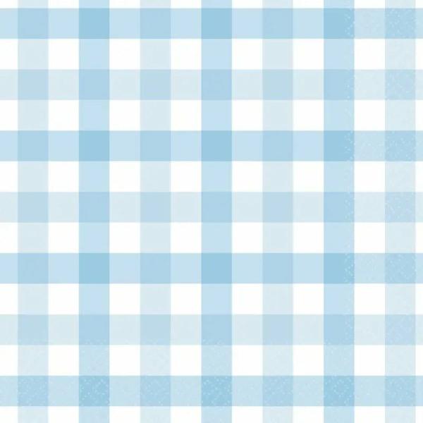 Pastel Blue Gingham Lunch Napkins 16Pk  |   Party Napkins