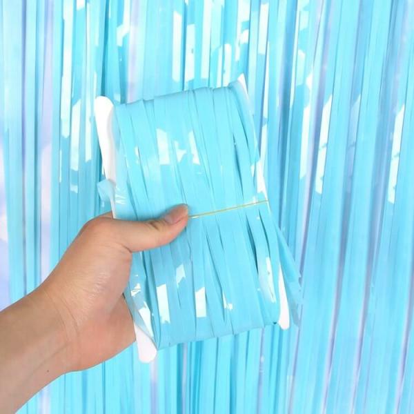 Pastel Blue Tinsel Fringe Backdrop Foil Curtain  |   Foil Curtains