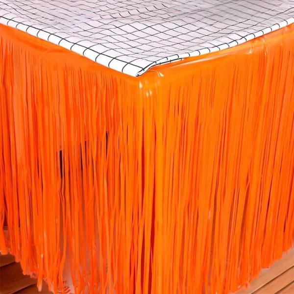 Pastel Orange Foil Fringe Table Skirt  |   Table Skirts