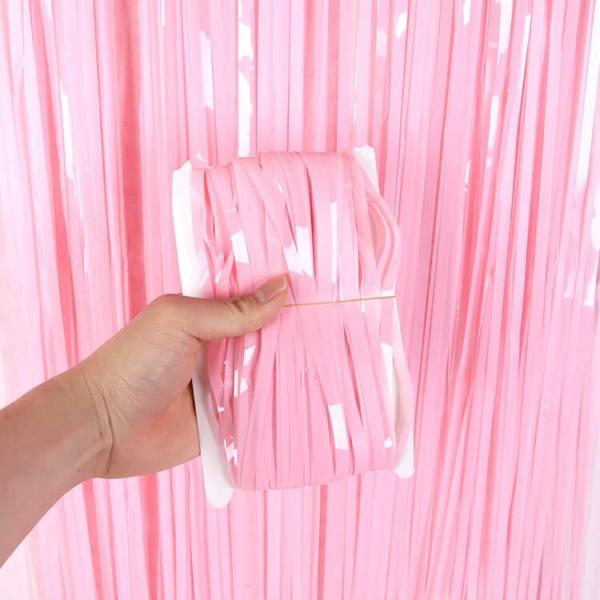 Pastel Pink Tinsel Fringe Backdrop Foil Curtain  |   Foil Curtains