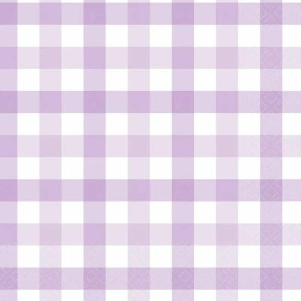 Pastel Purple Gingham Lunch Napkins 16Pk  |   Party Napkins