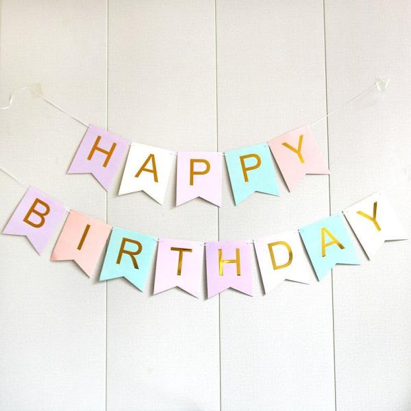 Pastel Rainbow Happy Birthday Paper Bunting Banner  |   Party Banners