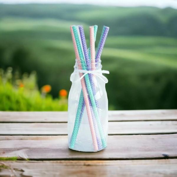 Pastel Rainbow Mermaid Paper Straws 8Pk  |   Stainless Steel Straws