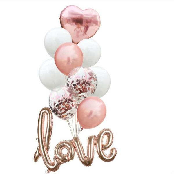 Pearl White & Rose Gold Love Heart Balloon Bouquet 10Pk  |   Balloon Bouquets