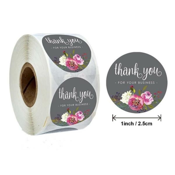 Peony Bouquet Thank You For Your Business Stickers 50Pk  |   Thank You Stickers