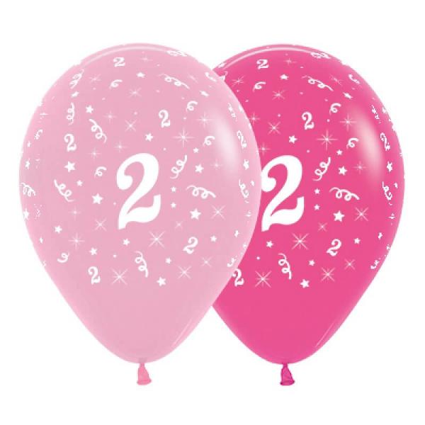 Pink 30Cm Age 2 Latex Balloons 6Pk  |   Printed Balloons