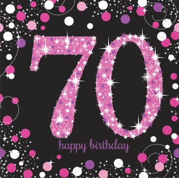 Pink Celebration 70 Birthday Lunch Napkins 16Pk  |   Party Napkins