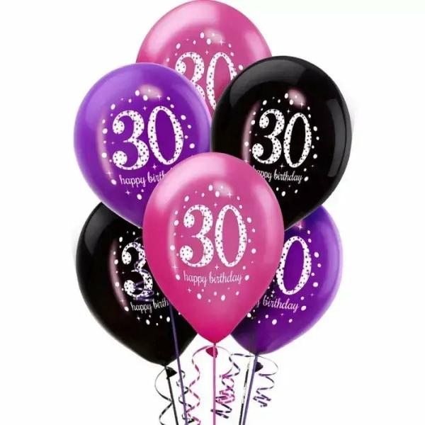 Pink Celebration Age 30 30Cm Latex Balloons  |   Printed Balloons