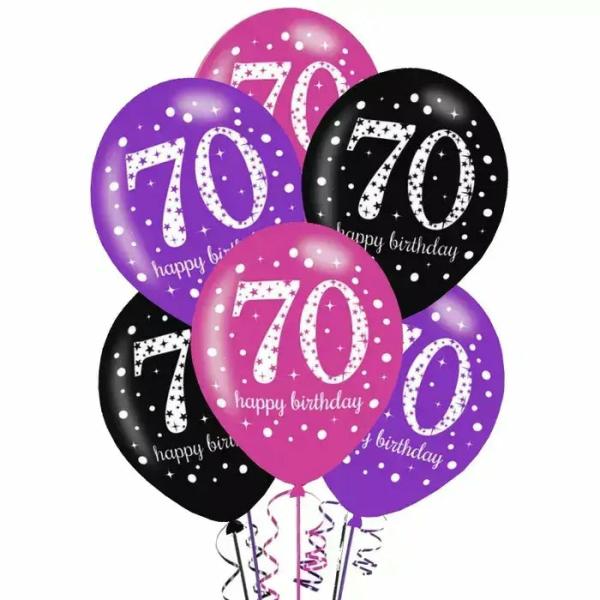 Pink Celebration Age 70 30Cm Latex Balloons  |   Printed Balloons