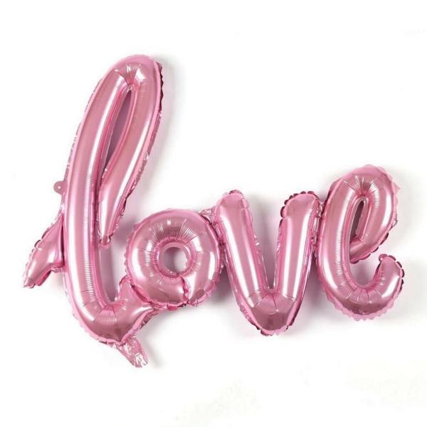 Pink Love Script Foil Balloon  |   40-Inch Numbers