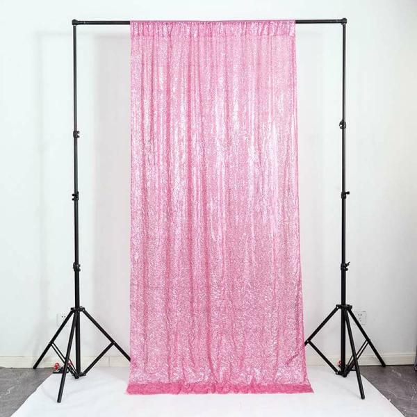 Pink Shimmer Sequin Wall Backdrop Curtain  |   Sequin Backdrop Curtains