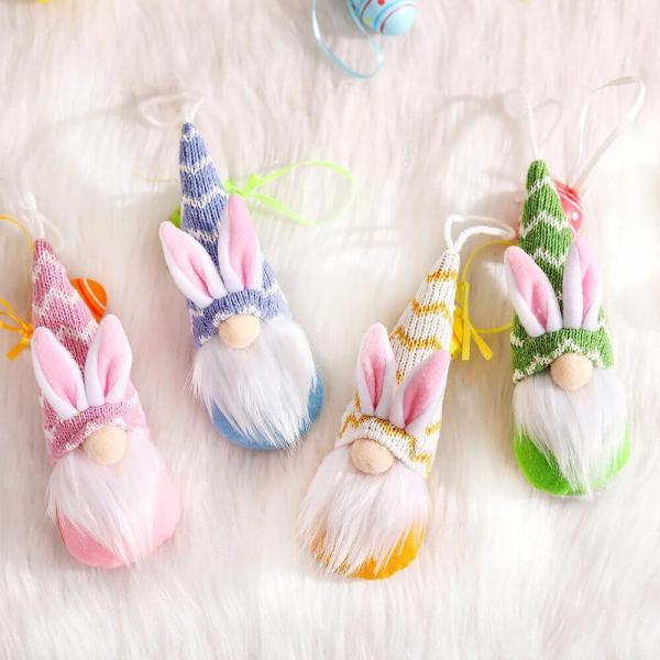 Plush Easter Bunny Gnome Hanging Ornaments 4Pk  |   Gnomes