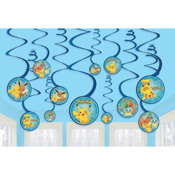 Pokemon Classic Spiral Swirls Hanging Decorations 12Pk  |   Swirls