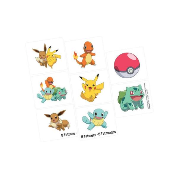 Pokemon Classic Temporary Tattoos 8Pk  |   Party Favours