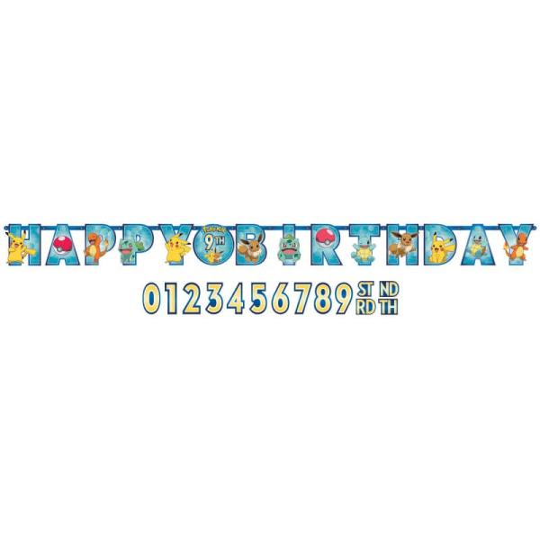 Pokemon Core Jumbo Happy Birthday Add-An-Age Letter Paper Banner  |   Party Banners