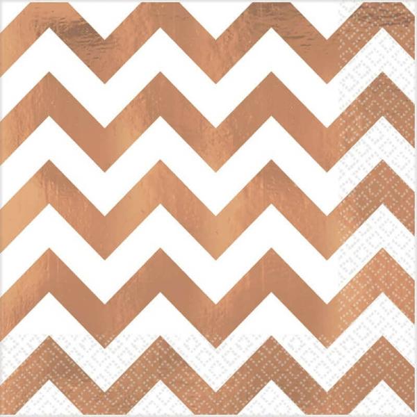 Premium Chevron Rose Gold Lunch Napkins 16Pk  |   Party Napkins