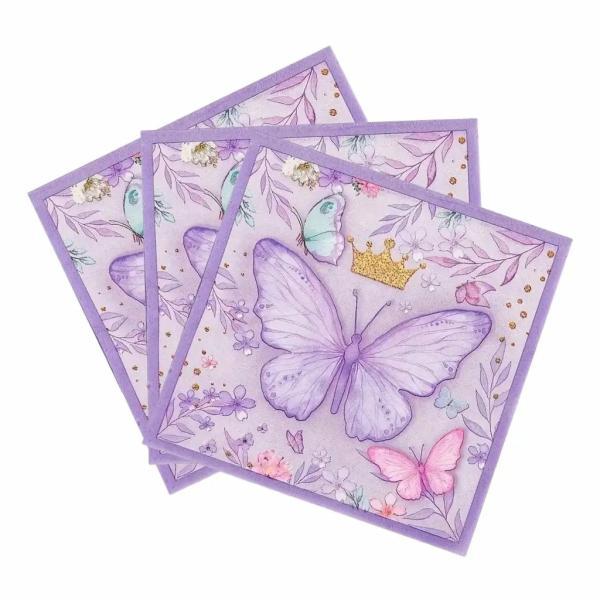 Purple Butterfly Lunch Napkins 20Pk  |   Party Napkins