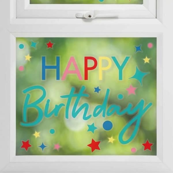 Rainbow Happy Birthday Window Sticker  |   Stickers