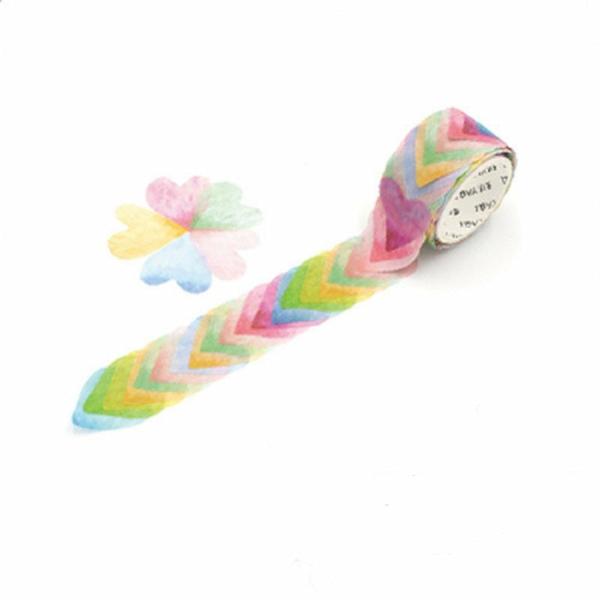 Rainbow Heart Shaped Washi Tape Sticker 200 Roll  |   Washi Tape Stickers