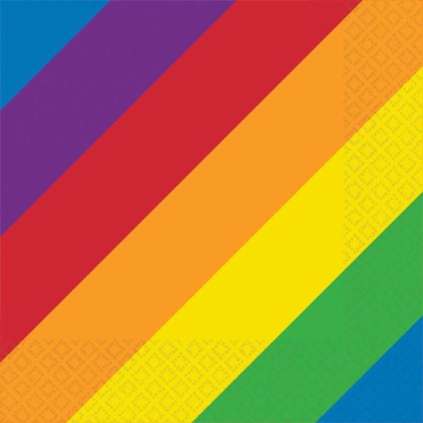 Rainbow Stripe Beverage Napkins 16Pk  |   Party Napkins