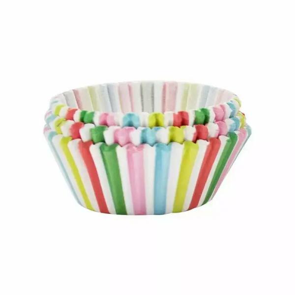 Rainbow Striped Cupcake Cups 75Pk  |   Baking Cups