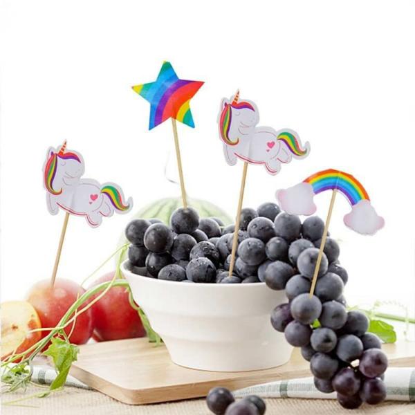 Rainbow Unicorn Cupcake Picks 24Pk  |   Cupcake Picks