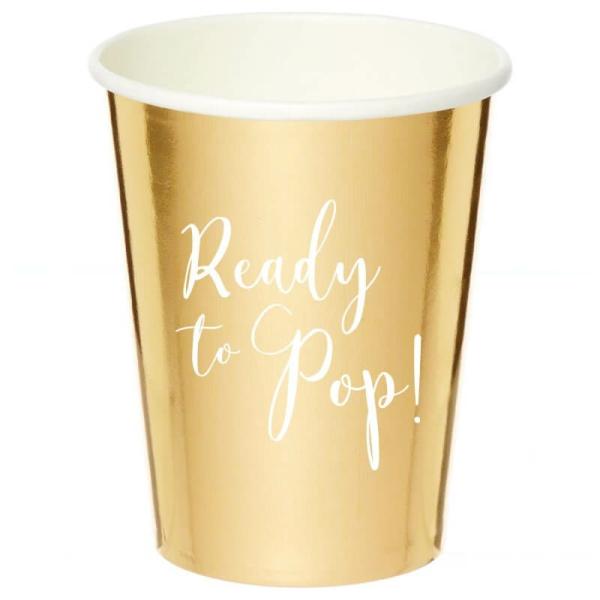 Ready To Pop Gold 250Ml Paper Cups 8Pk  |   Party Cups