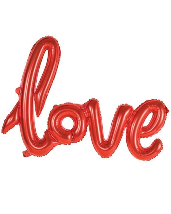 Red Love Script Foil Balloon  |   40-Inch Numbers