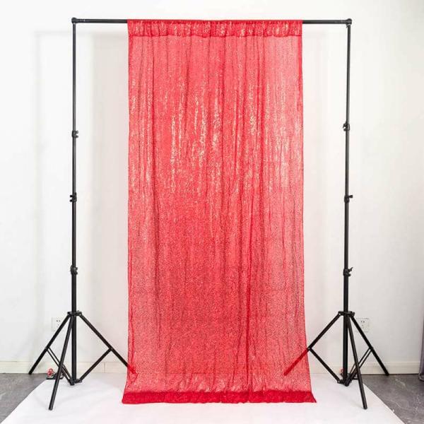 Red Shimmer Sequin Wall Backdrop Curtain  |   Sequin Backdrop Curtains