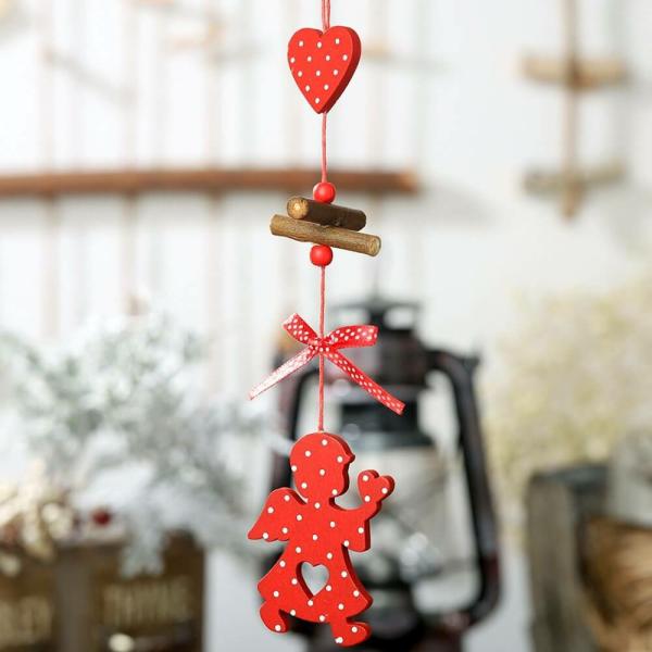 Red Wooden Angel Christmas Hanging Ornament  |   Everlasting Bears