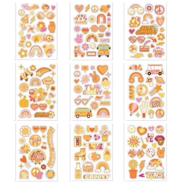 Retro Two Groovy Paper Stickers 9 Sheets 130 Stickers  |   Stickers