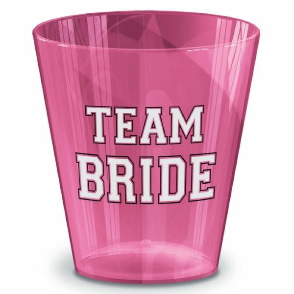 Reusable Hot Pink Team Bride Shot Glasses 40Pk  |   Party Cups