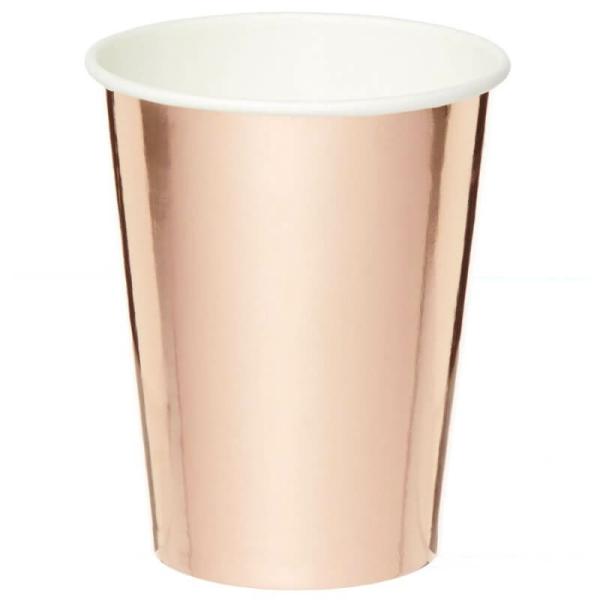 Rose Gold 250Ml Paper Cups 8Pk  |   Party Cups