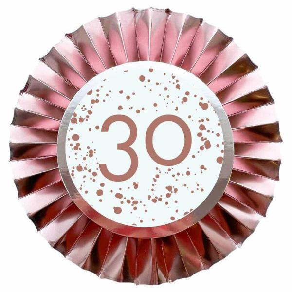 Rose Gold 30 Rosette Badge  |   Award Ribbons