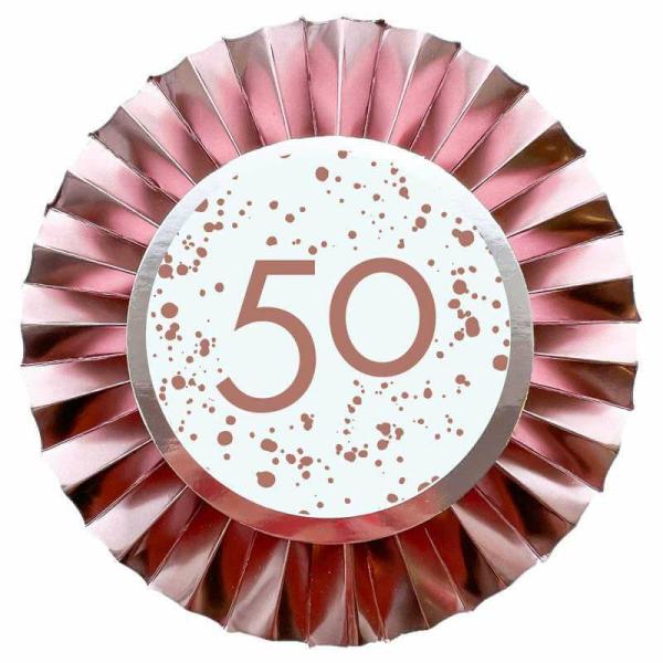 Rose Gold 50 Rosette Badge  |   Award Ribbons