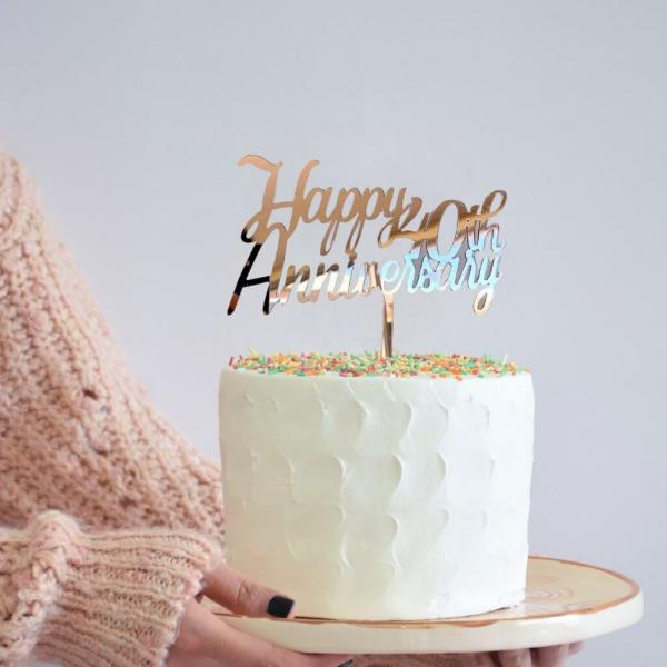 Rose Gold Acrylic ‘Happy 40Th Anniversary’ Cake Topper  |   Anniversary