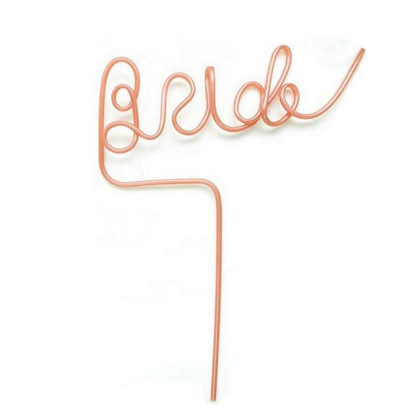 Rose Gold Bachelorette Party Swirly Bride Straw  |   Drinking Straws