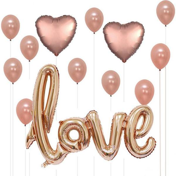 Rose Gold Love Foil Balloon Bouquet 13Pk  |   Balloon Bouquets