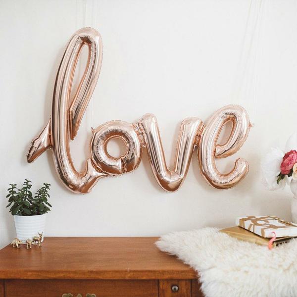 Rose Gold Love Script Foil Balloon  |   40-Inch Numbers