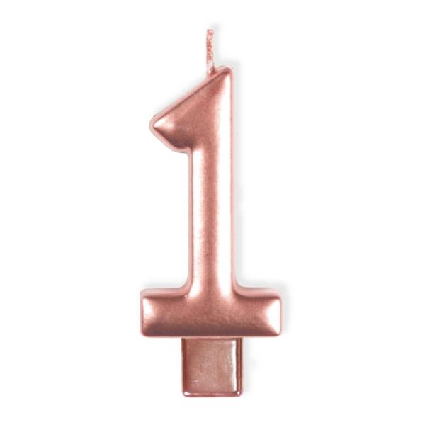 Rose Gold Numeral Moulded Candle – Number 1  |   Candles